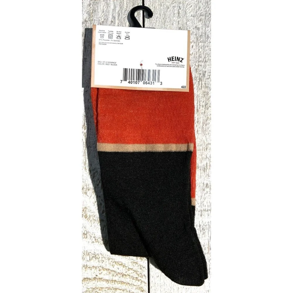 Heinz Tomato Ketchup Print Novelty Crew Socks - Men’s Size 6-12 - D014